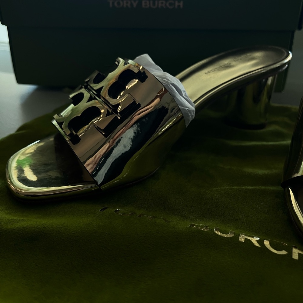 Tory Burch Metallic Gold Mules